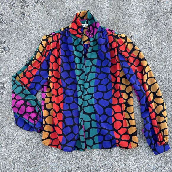 Vintage Geometric Print Semi-Sheer Maximalist Blouse - Picture 10 of 10